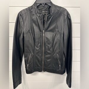 Baccini Black Leather Jacket for Women Sz Small